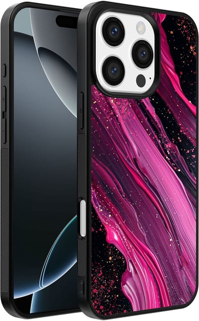 Smartphonica Telefoonhoesje Geschikt voor iPhone 16 Pro Max met marmer opdruk - TPU backcover case marble design - Paars Roze geschikt voor iPhone 16 Pro Max