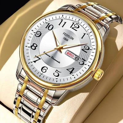 Heren Nieuw Automatisch Mechanisch Horloge Stalen Band Ouderen Lichtgevend Waterdicht Groot Digitaal Quartz Horloge gray