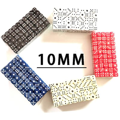 50 Stuks 10 Mm Rechte Hoek Ronde Hoek Punt Dobbelstenen Zwart Wit 6-Zijdige Dobbelstenen Diy Spel Accessoire Beslisser Verjaardagsfeestjes Kubus black