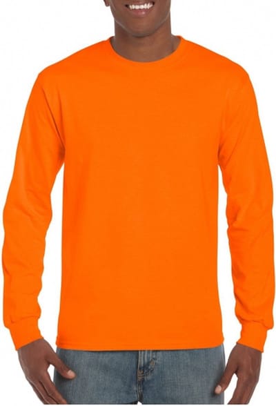 Leon & Soda T-shirt lange mouwen - heren - lichtgevend oranje - katoen/polyester - normale fit S