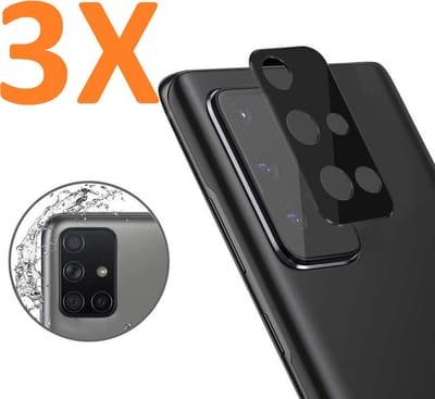 Camera Lens Glass Protector - beschermer Geschikt voor: Samsung Galaxy A51 - Zwart  - 3x