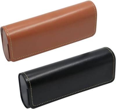 Set van 2 Retro Hardcase Leren Brillenhoezen in Standaardformaat voor Bescherming en Stijl