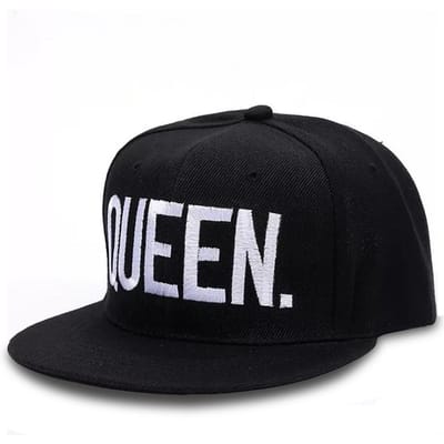 Mode Koning Koningin Geborduurd Eenvoudig Hip Hop Baseballpet Casual Platte Rand Pet Dames Hoge Kwaliteit Buiten Zonnehoed black