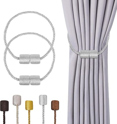 TopHomer 2 magnetic curtain tie backs - 5 colours available - tool-free attachment for indoor use - ShopVlot
