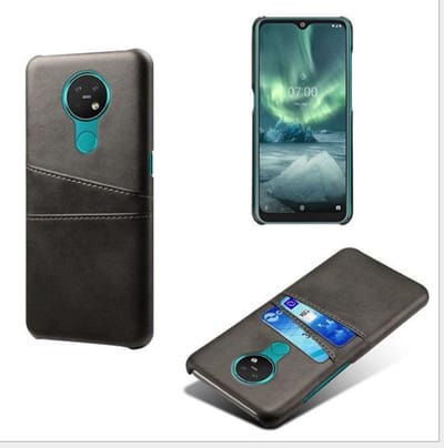 Back Cover met Opbergvakjes + Gehard Glas Screenprotector voor Nokia 6.2 _ Zwart