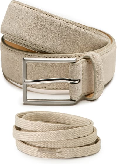 DTCH. FIT Suède riem Bobby Beige - Riemmaat 85cm/Totale lengte 100cm - 3,5cm breed & Beige Sneaker Veter - 120cm