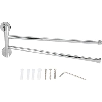 Porte-serviettes mural pivotant pour salle de bain (2 bras) white