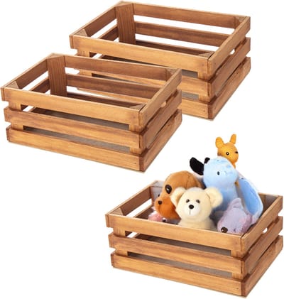CM Opbergkist/Fruitkist - 3x - hout - decoratieve kist - vintage look - 15 x 23 x 9 cm - Aardappel/appel kistjes