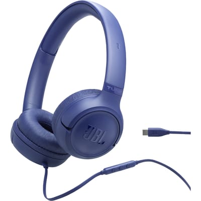 JBL Tune 530 USB-C - USB C Koptelefoon - Bedrade On-ear Headset voor iPhone 15, 16 & 17 - Met Microfoon - JBL Pure Bass - Samsung & Laptop - Blauw