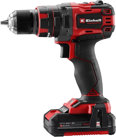 Einhell Professional Accu Klopboor-/ Schroefmachine TP-CD 18/60 Li-i BL Kit - Power X-Change - 18 V/Li-ion - Met impactfunctie - 60 Nm - Koolborstelloze motor - Incl. E-Box Basic, 1x 2.0 Ah accu en lader
