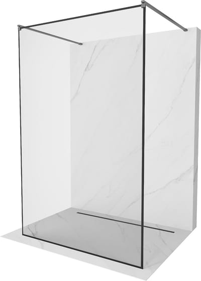 Mexen Kioto vrijstaande douchewand 150 x 200 , zwarte rand 8 mm, gunmetal - 800-150-002-95-70