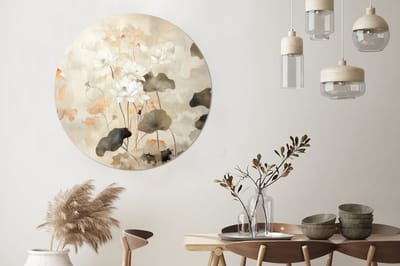 WallCircle - Wandcirkel - Muurcirkel - Bloemen - Japandi - Wabi sabi - Aluminium - Dibond - 120x120 cm - Binnen en Buiten XXL