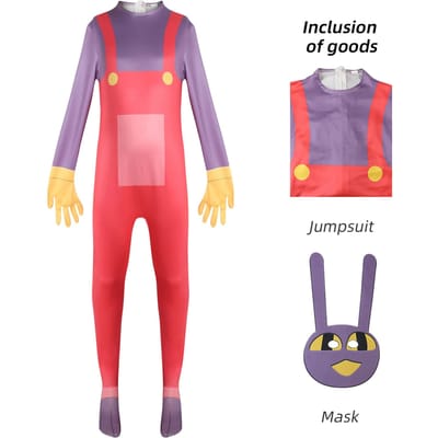 2025 Anime Geweldig Digitaal Circus Cosplay Pomni Cosplay Kostuum Halloween Ragatha Jax Caine Theater Kinderen Grappige Cosplay 150 red