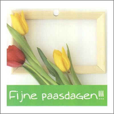 Bloemenkaartje Fijne Paasdagen - Cadeaukaartjes - Fijne Paasdagen - 7x7cm - 20 stuks - Met Boorgaatje
