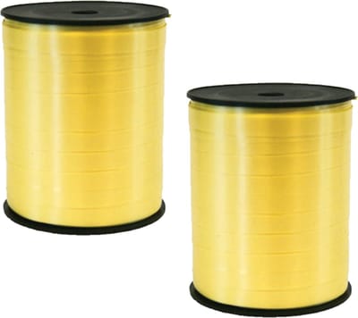 Cadeaulint - 2x - geel - 5 mm x 500 meter - sierlint - kadolint - linten - Krul linten voor bloemen/ballonnen