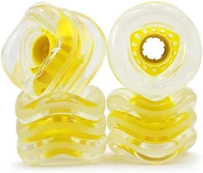 Longboard Wielen - Skateboard Wielen Set - Soepel Rijden - Unieke Sinusgolf Vorm - 72mm 78a - Geel