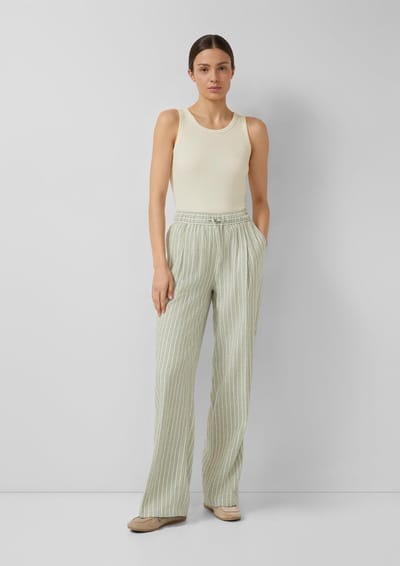 s.Oliver - female - Broek van linnenmix met elastische tailleband