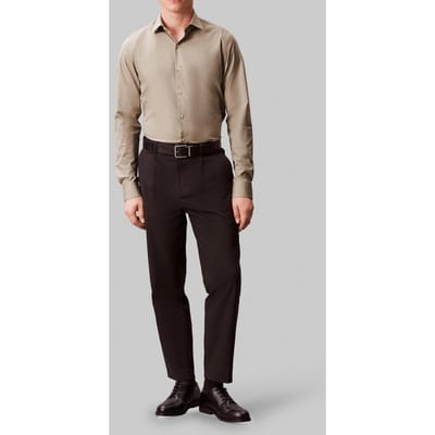 Calvin Klein Slim Striped Linen Blend Shirt Taupe Multi Taglia: 42 | Camicie Business Outlet | Uomo | Bianco