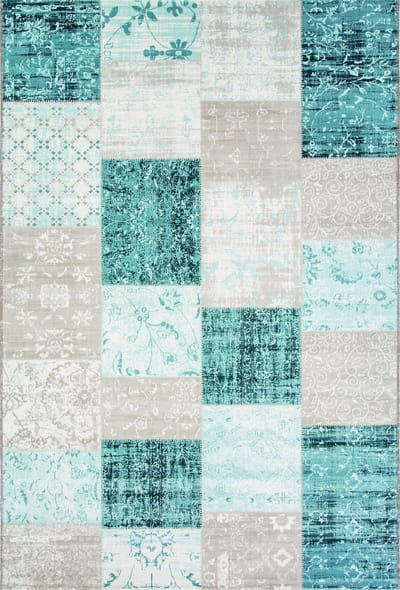 OSTA Velvet – Vloerkleed – Tapijt – vlak geweven – decolan – eco – duurzaam - modern - kleurrijk - Beige & blauw - 77x140
