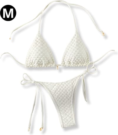 Nivard Bikini Dames - Meisjes Bikini - Badpak - Push Up - Vrouwen Badkleding - Zwemmen - Sexy Set - Top & Broekje - Wit - Maat M
