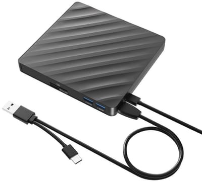 GELLDG 6-in-1 cd-romstation - dvd-brander - laptopdrive - met SD/TF-kaartsleuf - Geschikt voor Windows, macOS en Linux