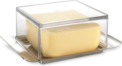 GEFU BRUNCH Botervloot 125 g – 14 x 8 cm – RVS/Kunststof – Transparante Deksel