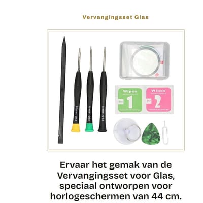 Dailygoods- Reparatieset Vervanging Horlogescherm - Duurzaam Glas - Inclusief OCA-lijm - Schroevendraaiers - Zuignap - Voor 44cm R870/R875 - Horlogeglas