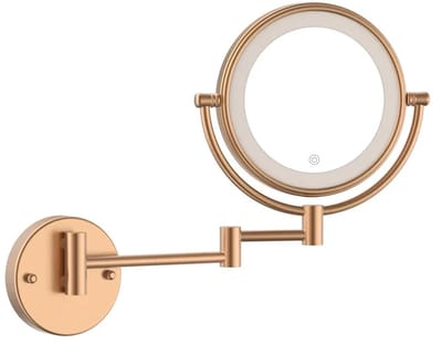 DutchLine - Make-Up LED Spiegel, 5x zoom – Geborsteld koper