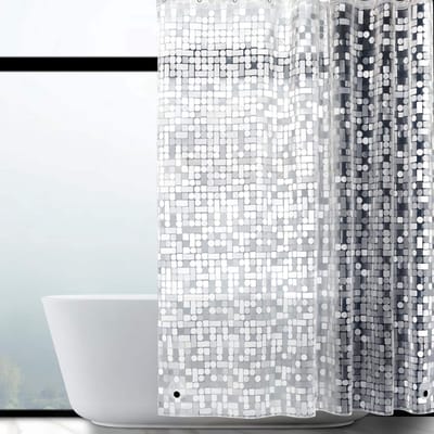 JHUBERS- Douchegordijn Waterdicht - Anti-Schimmel - Antibacterieel - 120x200 cm - Geometrisch Patroon - Inclusief 12 Ringen - Badkamer Gordijn