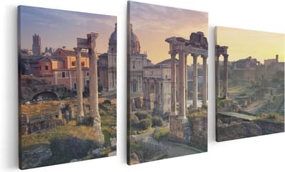 Artaza Canvas Schilderij Drieluik Romeins Architectuur in Rome, Italië - 120x60 - Foto Op Canvas - Canvas Print