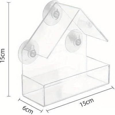 Mangeoire à oiseaux pratique Distributeur de nourriture transparent Maison Extérieur Fenêtre Mangeoire à oiseaux pour Pinsons Mésanges