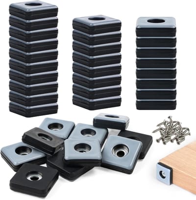 36 Stuks Teflon Meubelglijders met RVS Schroeven, 25 x 25 mm voor Stoelen, Vloeren en Meubels