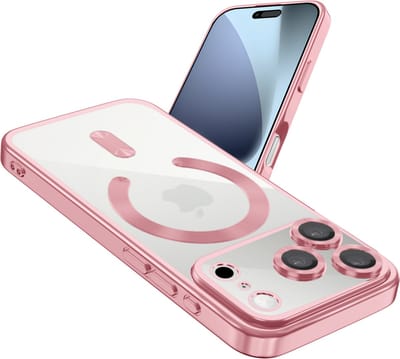 Coverzs luxe Magneet hoesje geschikt voor iPhone 17 Pro Max met camera cover (Rosegoud) – premium magnetisch case met sterke bescherming en perfecte pasvorm