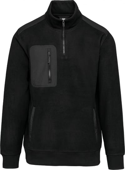 Pullover/Cardigan Unisex 3XL WK. Designed To Work 1/4-ritskraag Lange mouw Black 100% Polyester