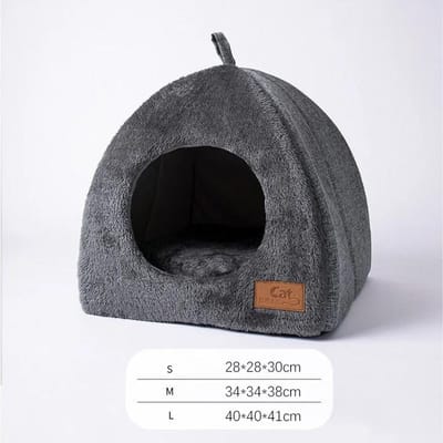 Nieuw Driehoek Kattennest Gesloten Kattenhuis Huisdiernest Warm en Verdikt Diepe Slaap Hondennest Huisdierbenodigdheden Gesloten Kattenbed kat tenten 28x28x30cm black