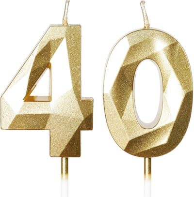 Thijox - Yiran 40e Verjaardag Kaarsen Gouden Nummer 40 Taart Topper Decoraties voor Verjaardagsfeest Huwelijksverjaardag Jubileum Feestartikelen