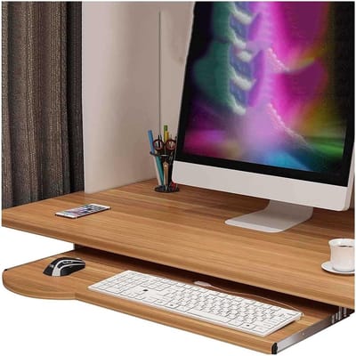 Schuiftoetsenbordlade Houten - Bureauverlenging Platform - Ergonomisch Werken - Verstelbare Hoogte - 60 x 26 cm - Licht Walnoot