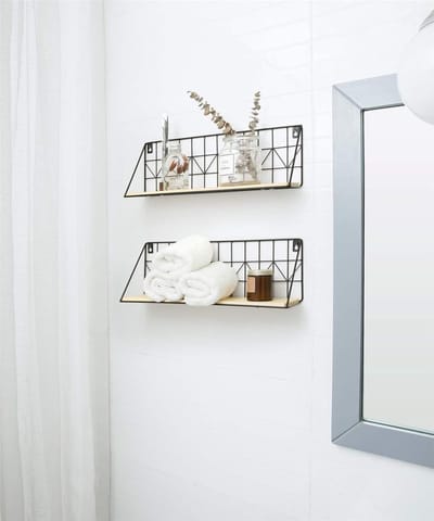 Dailygoods- Zwevende Planken 2 Stuks - Wandplanken Metaal/Hout - Opbergplanken - Decoratie - Rustiek Design - Duurzaam en Robuust