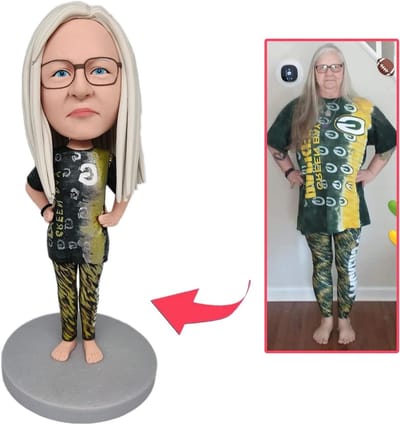 Gepersonaliseerde Figuur - Bobblehead Pop - Uniek Cadeau - Handgemaakt - 7-9 Inch - Blauw Pak