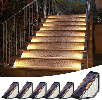6-delige set solar trapverlichting voor buiten - Tuinverlichting - buitenverlichting zonne energie - buitenverlichting - LED terrasverlichting - Zwart - ABS