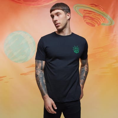 Rick and Morty Rick Geborduurd t-shirt - Zwart - S