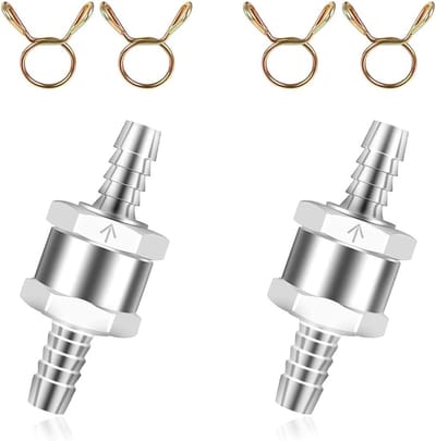 Controleklep voor Brandstof - Geschikt voor Benzine, Diesel, Plantaardige Olie en Water - 8 mm - Set van 2 met 4 Slangklemmen