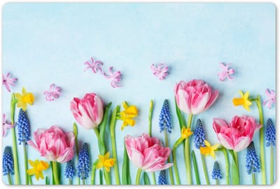 Placemats 45x30 cm - Placemat kunststof - 1 stuk - Stilleven - Bloemen - Lente - Borden onderleggers - Decoratie voor op tafel - Keuken tafeldecoratie accessoires - Vinyl onderlegger - Tafelversiering