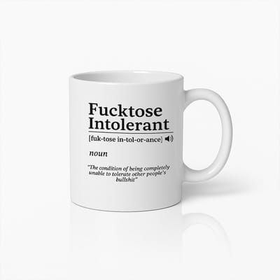 Grappige Definitie Mok – "Fucktose Intolerant" – Humoristische Koffiemok voor Sarcastische en Gedurfde Personen – Uniek Cadeau voor Vrienden en Collega’s