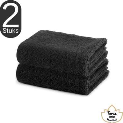 Sevilya Gastendoek - Zwart - 30x50 cm - Set van 2 - 100% Katoen - Hotelkwaliteit