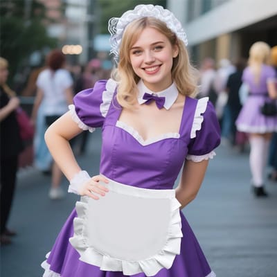 outfit voor meisjes, 2-delig kostuum, wit, met huishoudster, half schort en pet, fantasiejurk voor keukenfeest, Halloween, cosplay