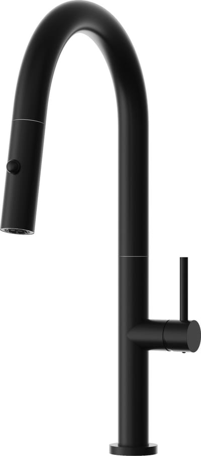 Granitan Livia Keukenkraan - 43 cm - Zwart - Uittrekbare uitloop 2 standen