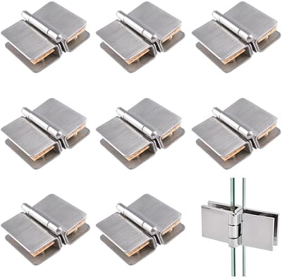 Dailygoods- Deurscharnierklem 8 Stuks - Dubbelzijdig Verstelbaar - Geen Boor - Geschikt voor 5-6 mm Glas - Roestvrij Staal - Moderne Uitstraling - Glasclip