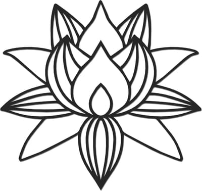 Hout-Kado - Lotusbloem - Large - Zwart - Geometrische dieren en vormen - Hout - Lasergesneden- Wanddecoratie