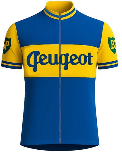 Retro Wielershirt Peugeot-BP-Dunlop (1956-1960) - Blauw/Geel Gruppo Sportivo - S